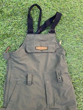 Burton Olive Bib Snow Overalls with Black Straps